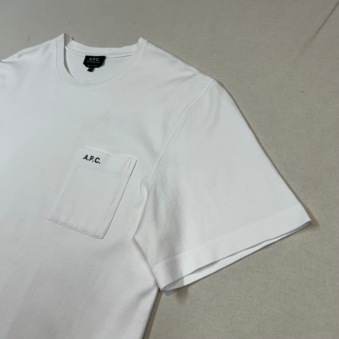 XXL) 아페쎄 A.P.C. 화이트 포켓 반팔 티셔츠 상품이미지4