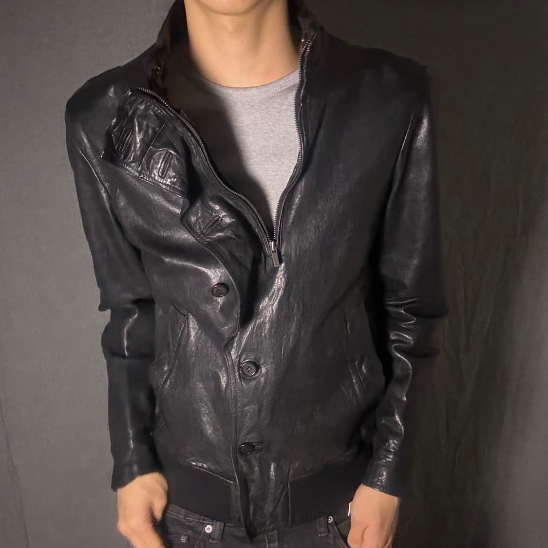 Double Neck lamb skin Leather Jacket 상품이미지6