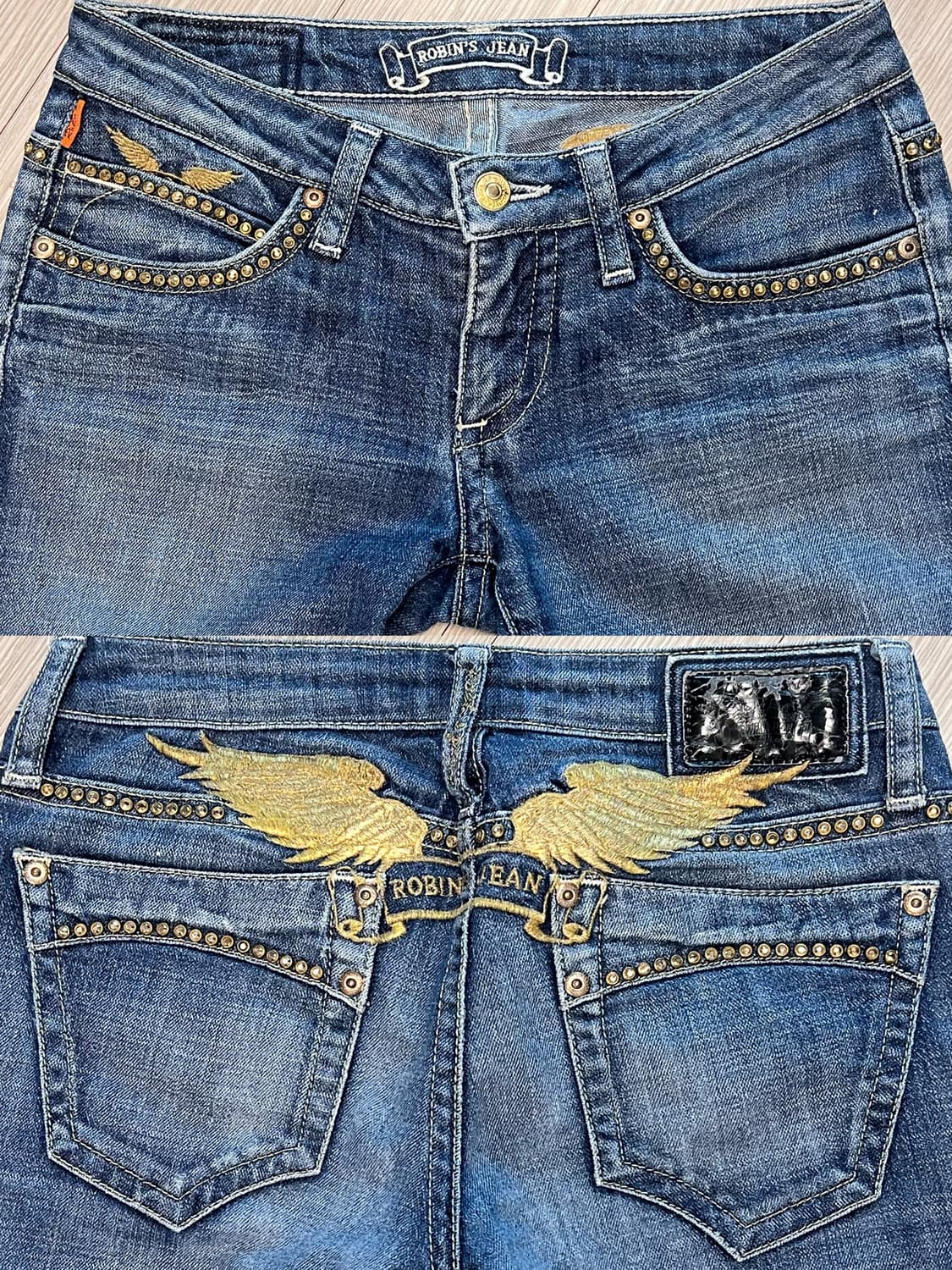90s ROBINS JEAN 로빈스진 골드 윙 날개 로우라이즈 데님 상품이미지6