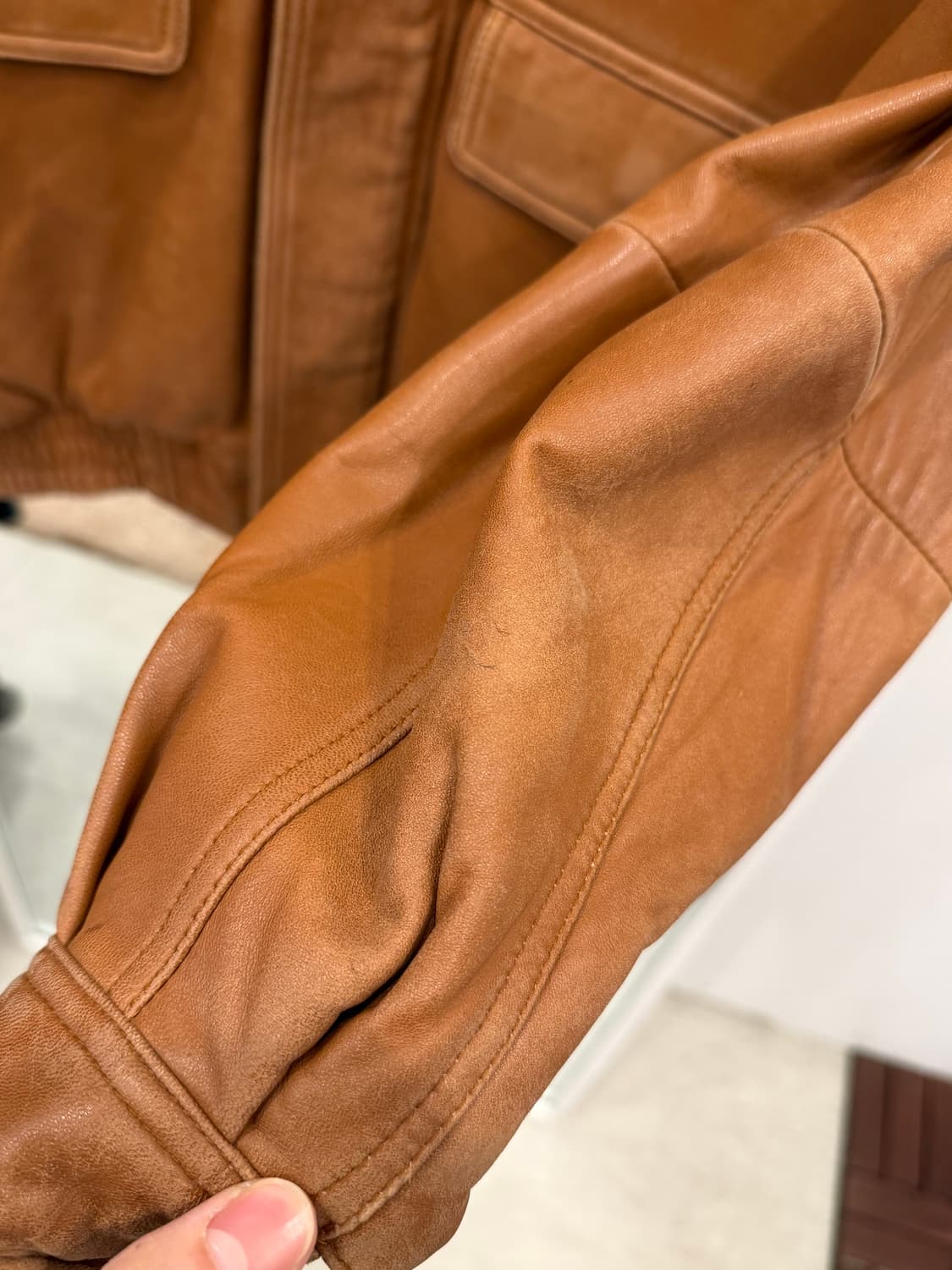 90-00s Sorgente 빈티지 쉽스킨 A-2 레더 자켓 상품이미지5