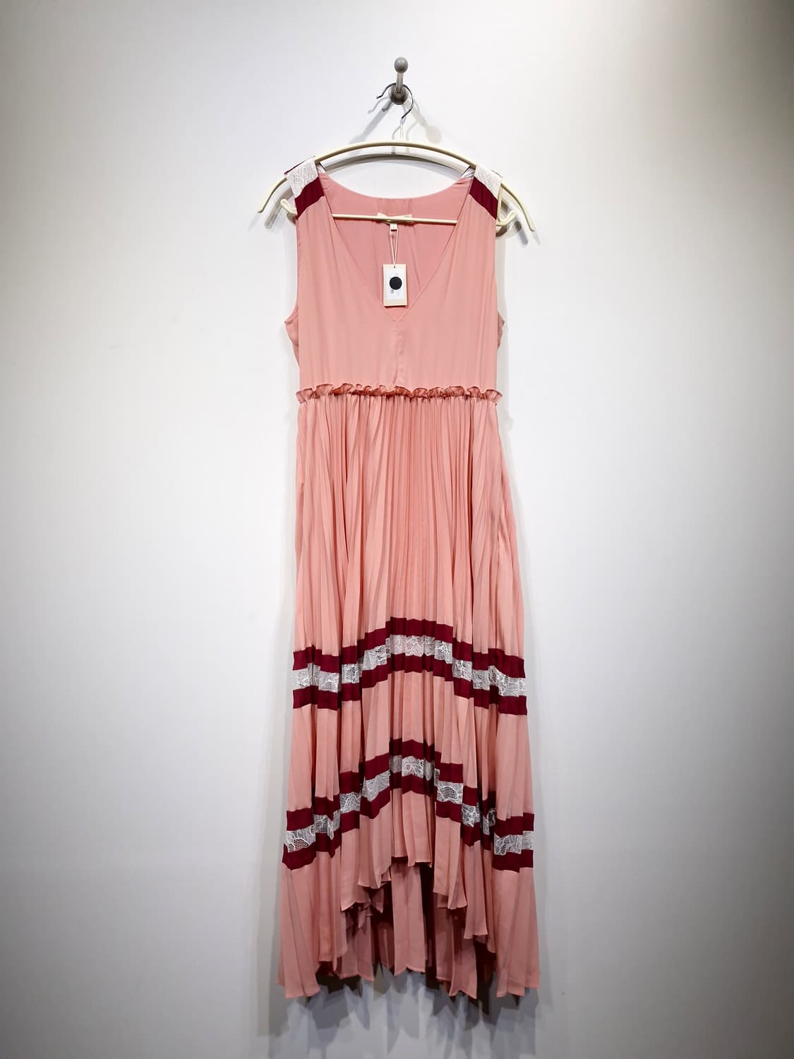 [새상품]MAJE 마쥬 로즈핑크 레이스 플리츠 롱 원피스 상품이미지6