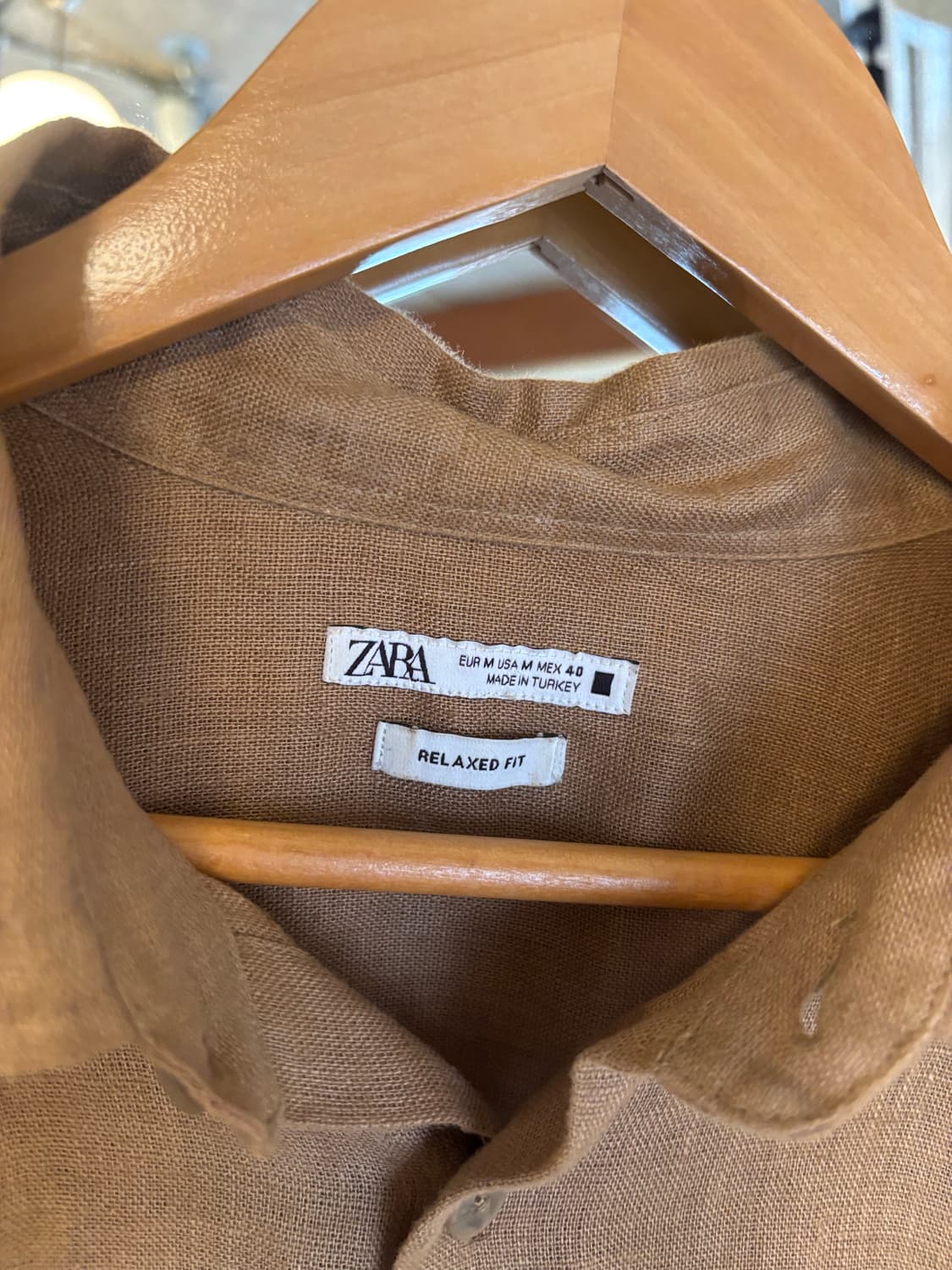 자라 린넨 셔츠 브라운 포켓 긴팔 상품이미지2