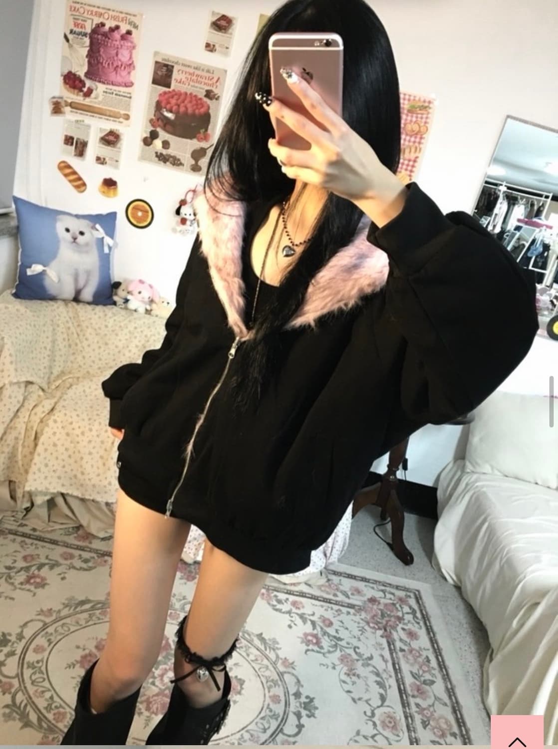 딸기부티크 핑크솔저 퍼 점퍼 자켓 상품이미지3