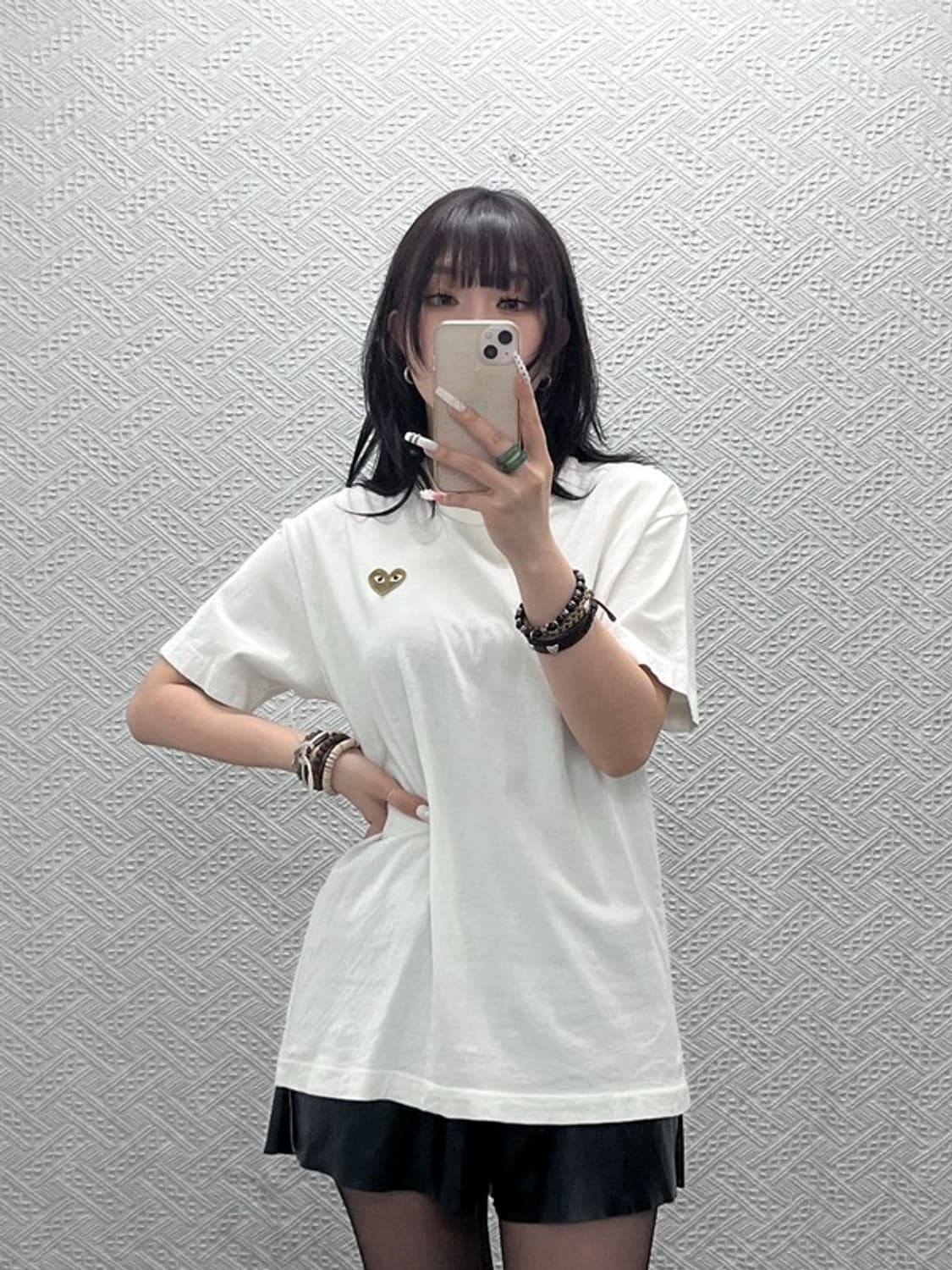 꼼데가르송 빈티지 캐주얼 골드하트와펜 반팔티 L C10998 상품이미지2