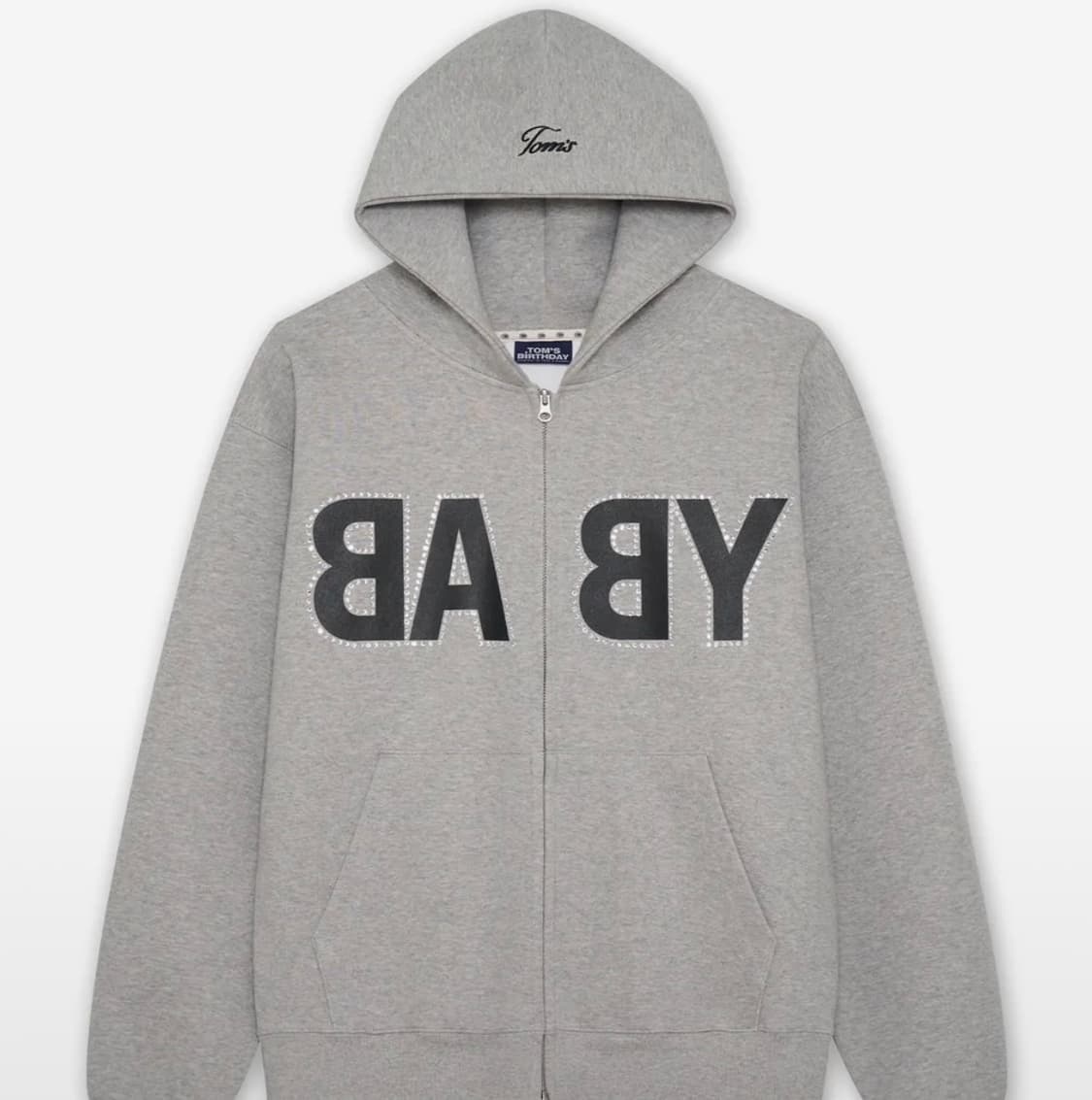 톰스벌스데이 베이비 로고 큐빅 후드집업 그레이 상품이미지1