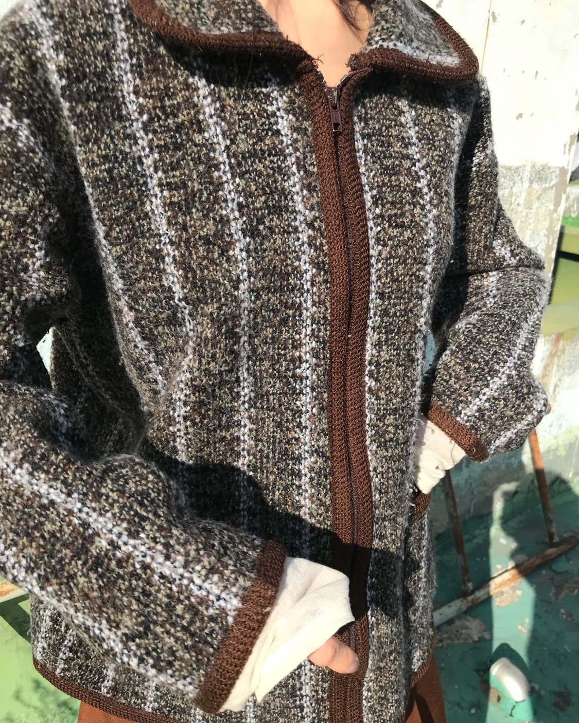 브라운 니트 집업 자켓 상품이미지4