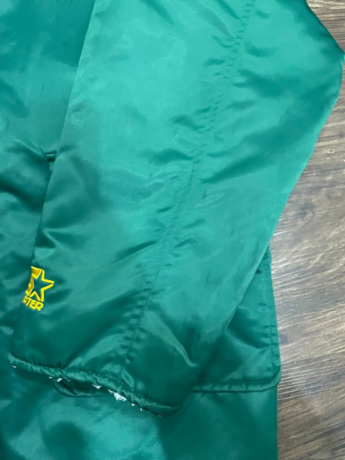 90s 스타터 MLB 오클랜드 애슬레틱스 사틴 코트 자켓 그린 상품이미지5