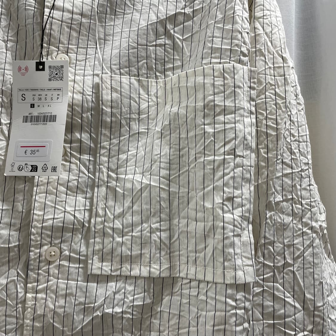 자라/ 링클 이펙트 스트라이프 셔츠/ S 상품이미지10