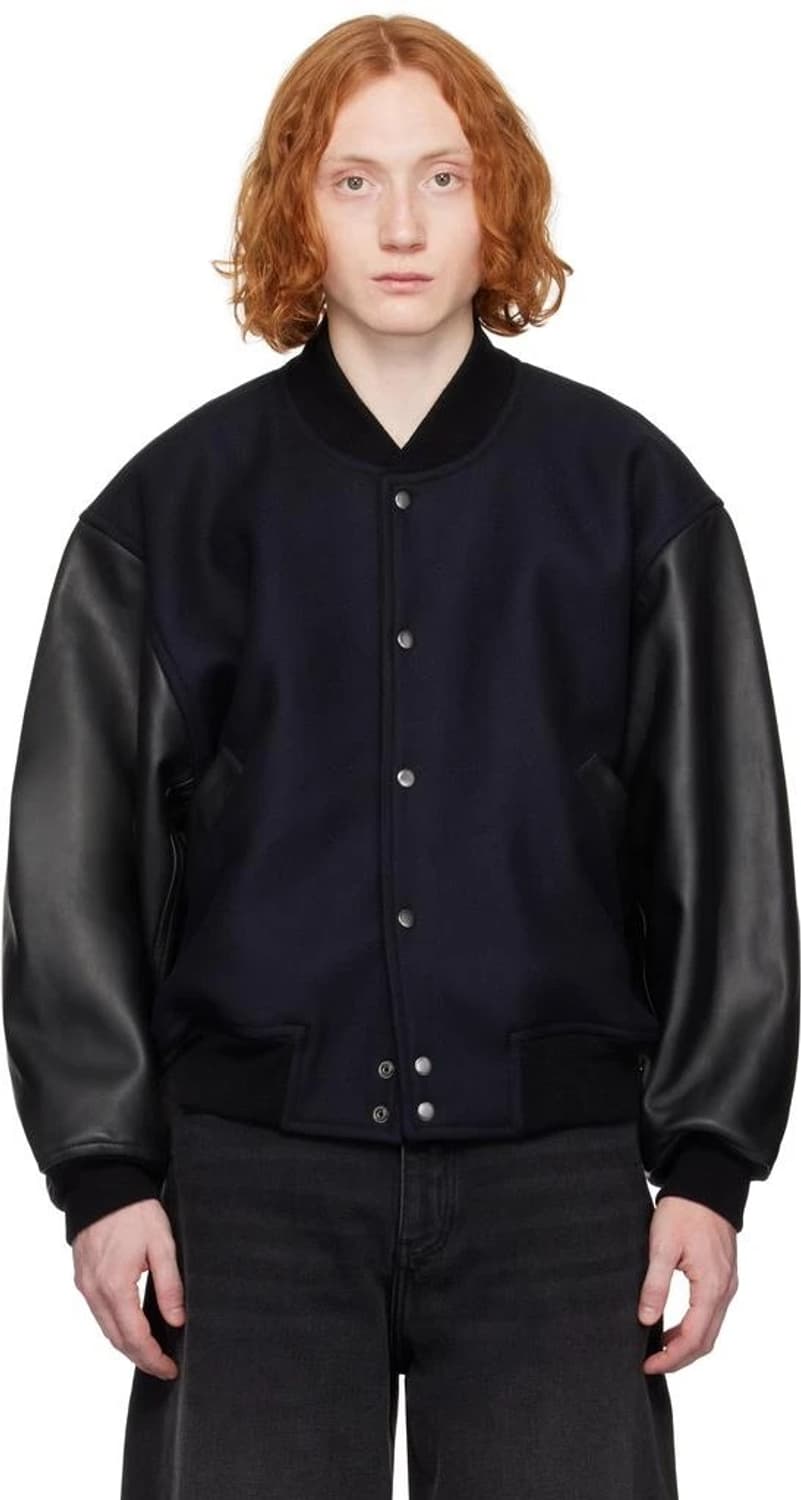 스튜디오 니콜슨 레더 봄버 자켓 네이비 상품이미지2