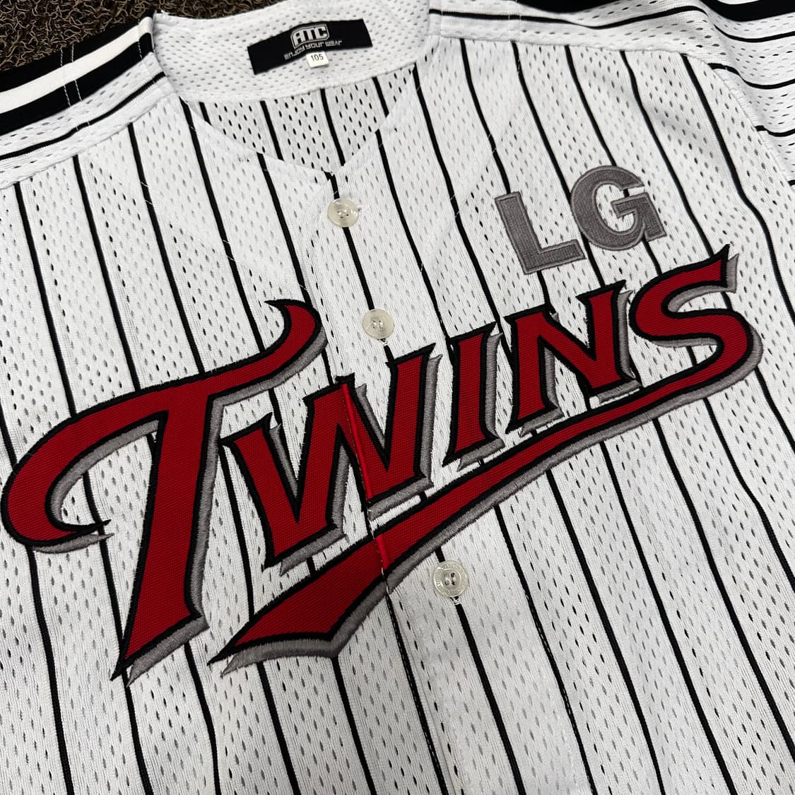 LG twins 엘지트윈스 야구 유니폼 스트라이프 화이트 105(XL) 상품이미지3