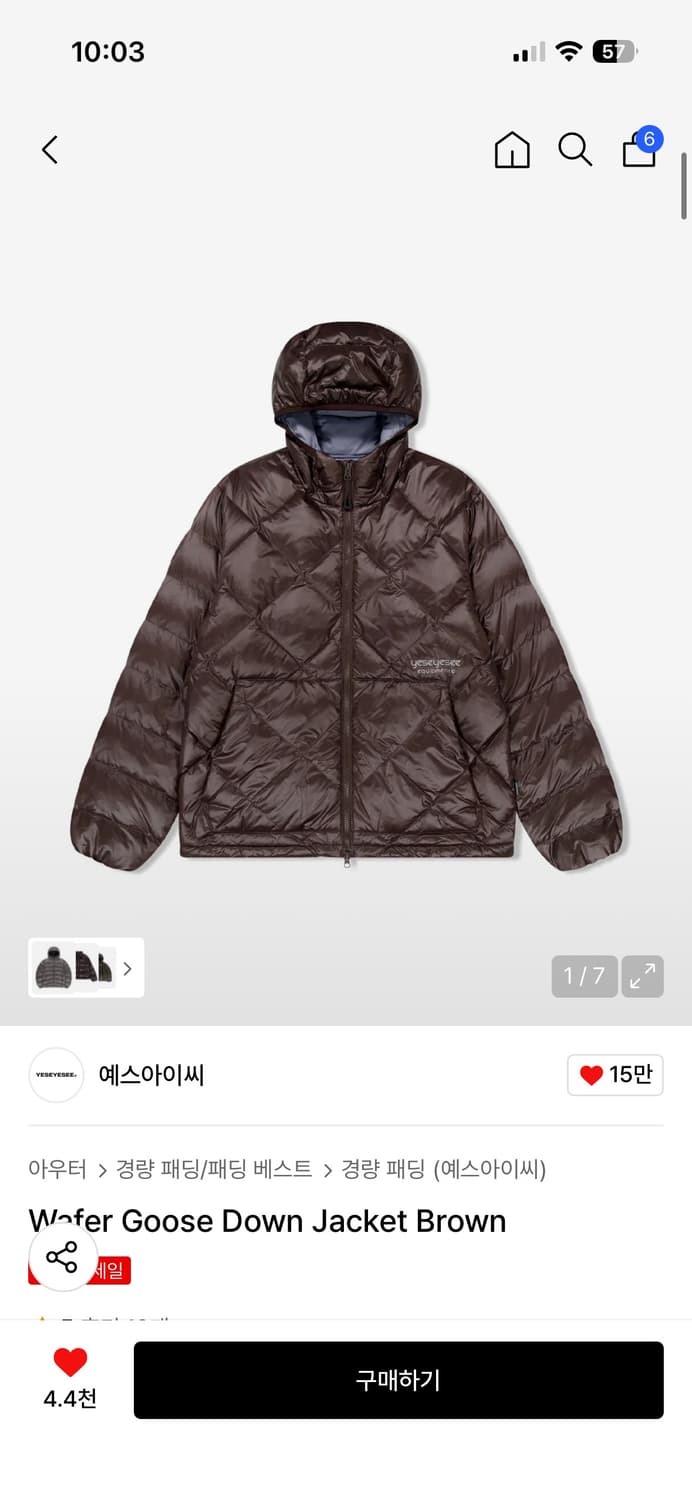 Wafer Goose Down Jacket Brown 상품이미지1