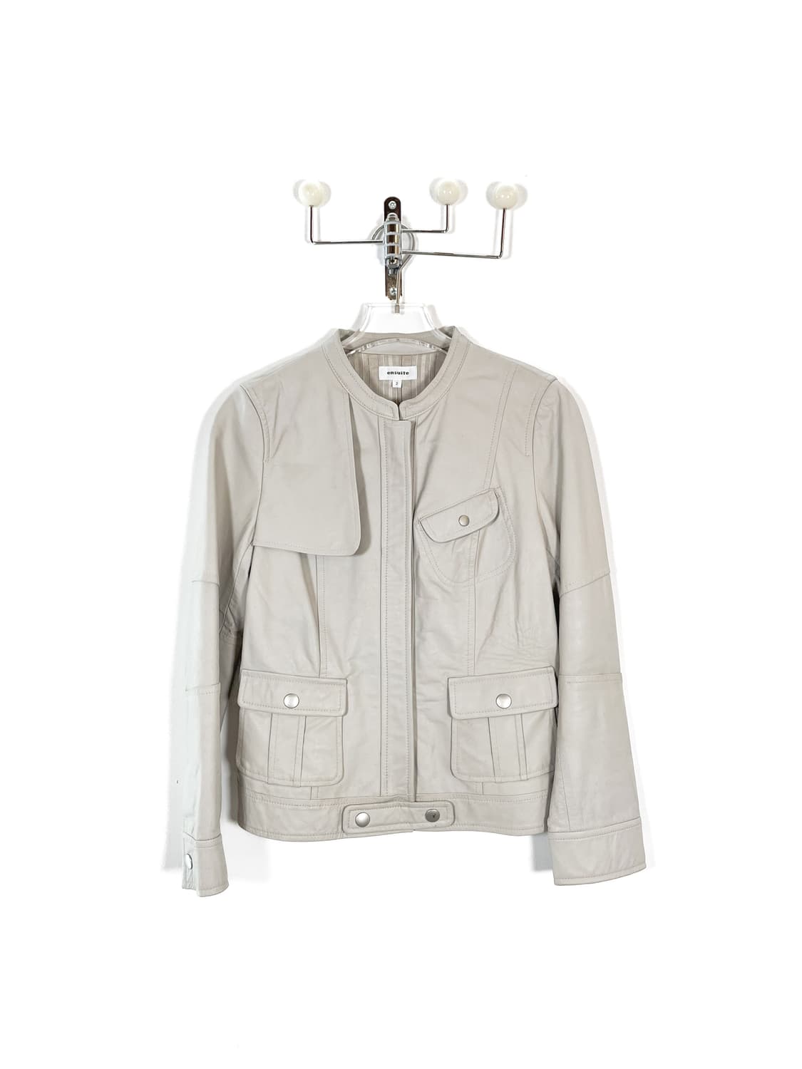 빈티지 화이트 레더 자켓 상품이미지3