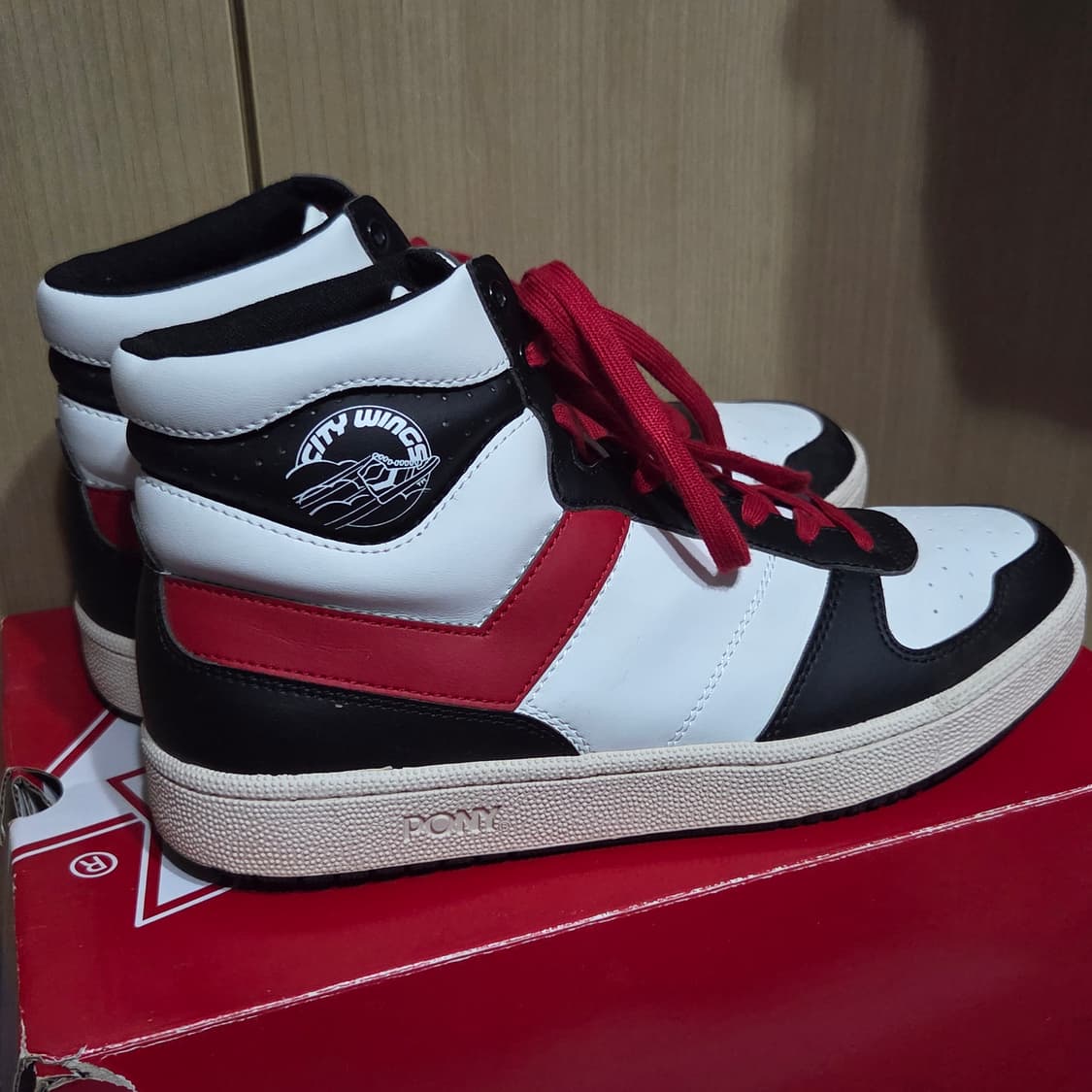 (270) PONY 시티윙 하이 WHITE/BLACK/RED 상품이미지4