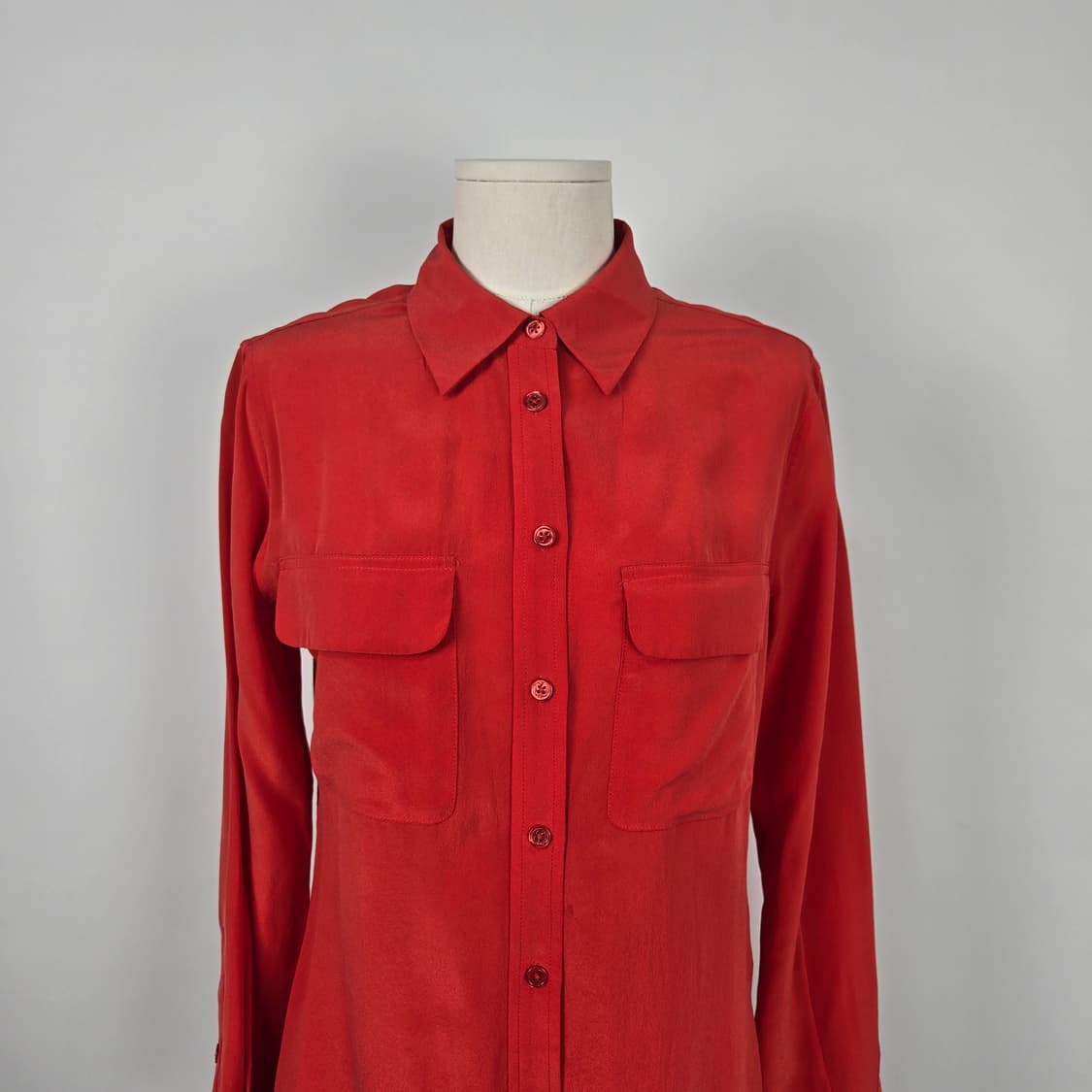 0108.이큅먼트  포켓 긴팔 슬림실크 100%셔츠XS 상품이미지3