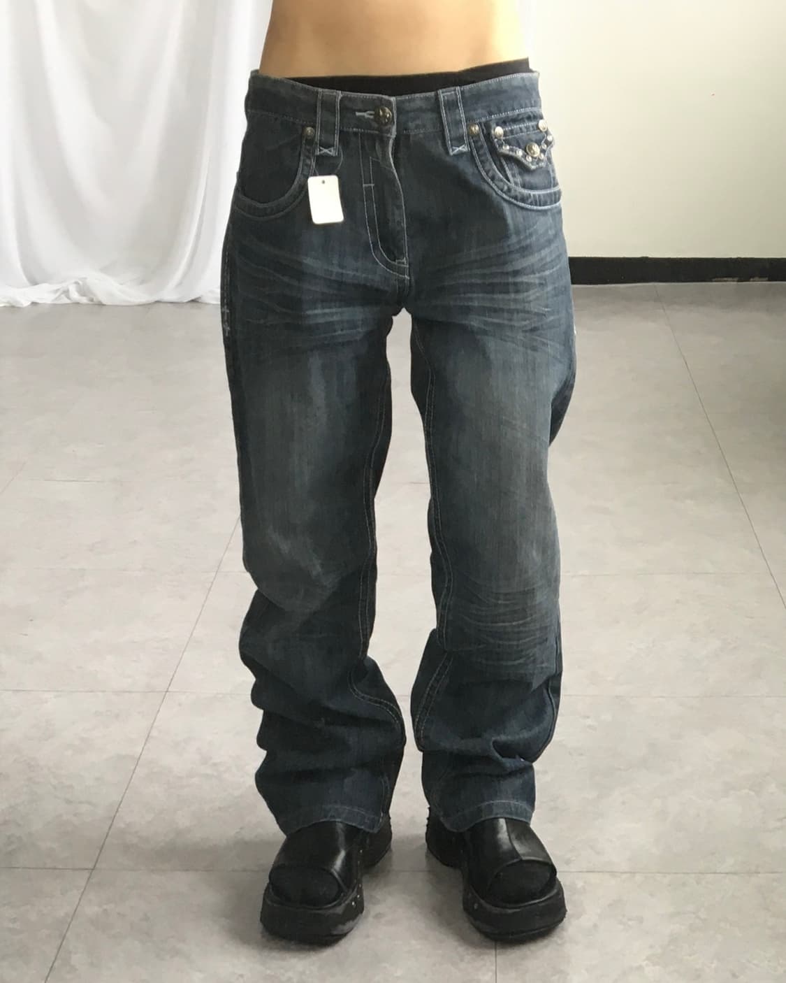 Back cross patch point denim pants 상품이미지8