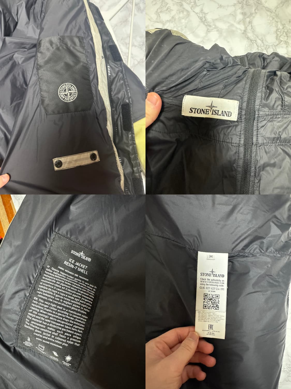 스톤아일랜드 레진 T shell 쉘 아이스자켓 패딩 화이트 와펜 상품이미지6