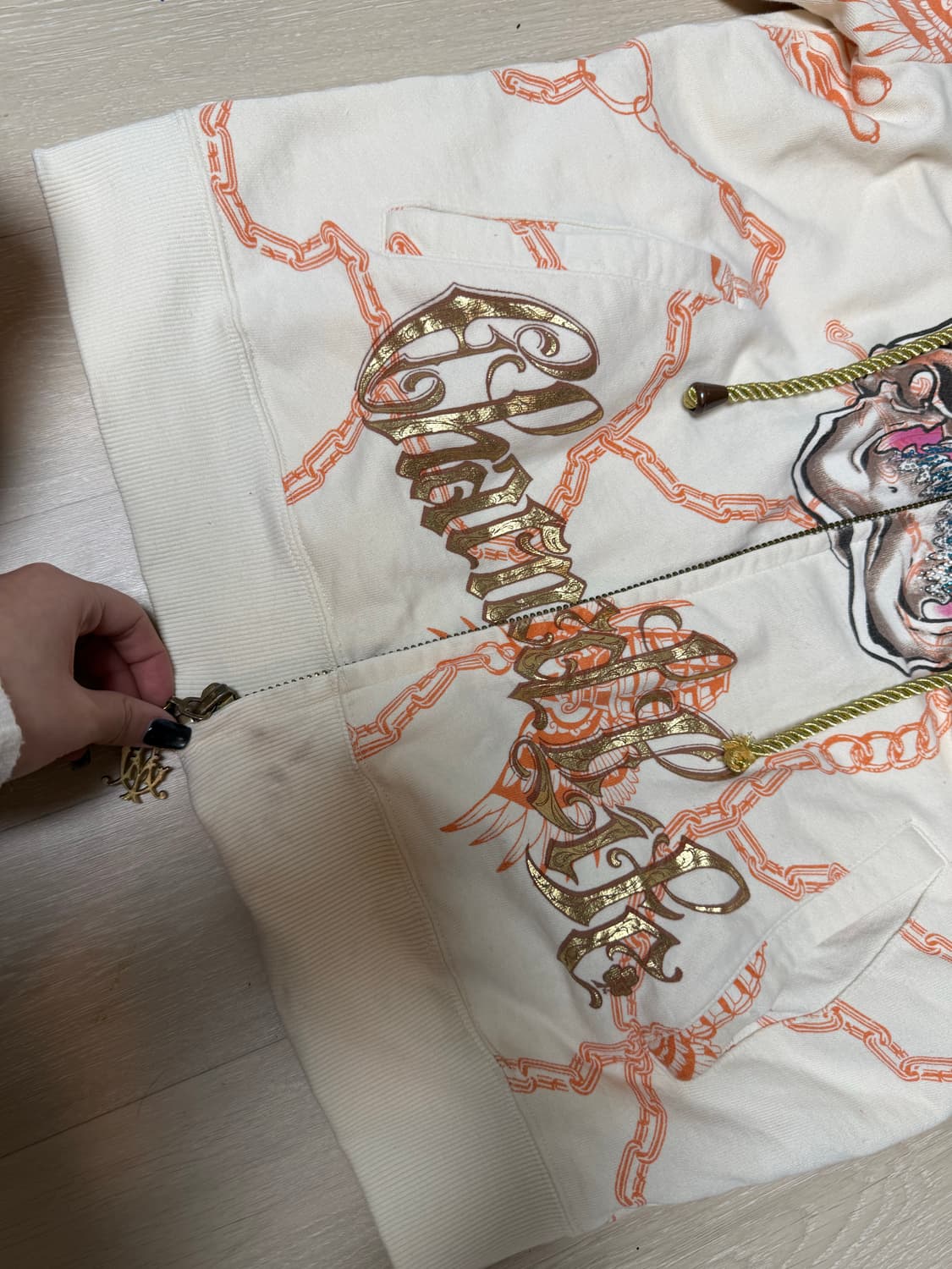 크리스찬 오디저 스컬 큐빅화이트 후드집업 상품이미지6