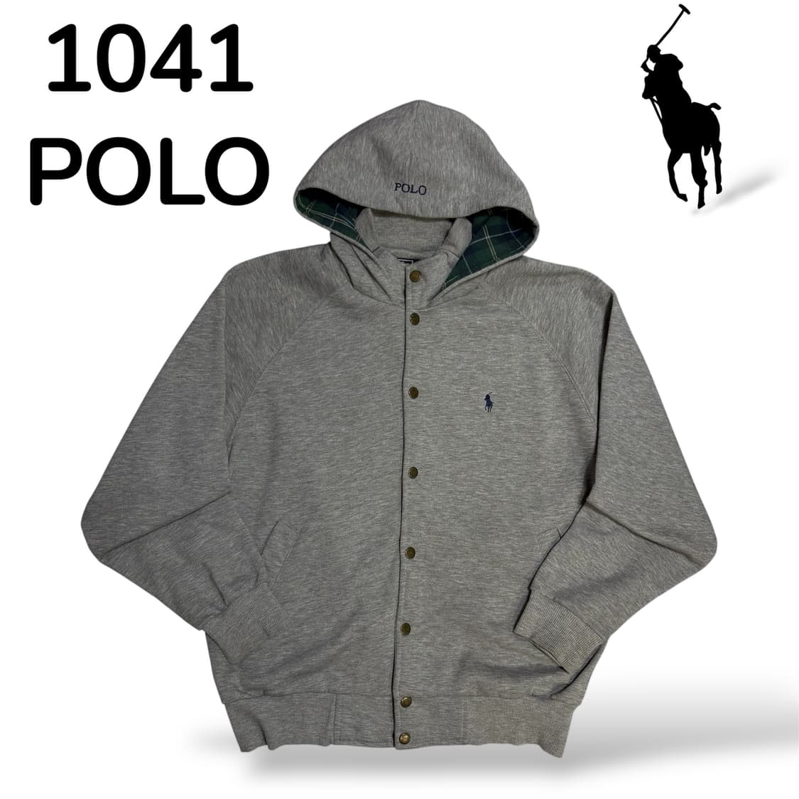 폴로 랄프로렌 안감 체크 후드 블루종 자켓 M 상품이미지2