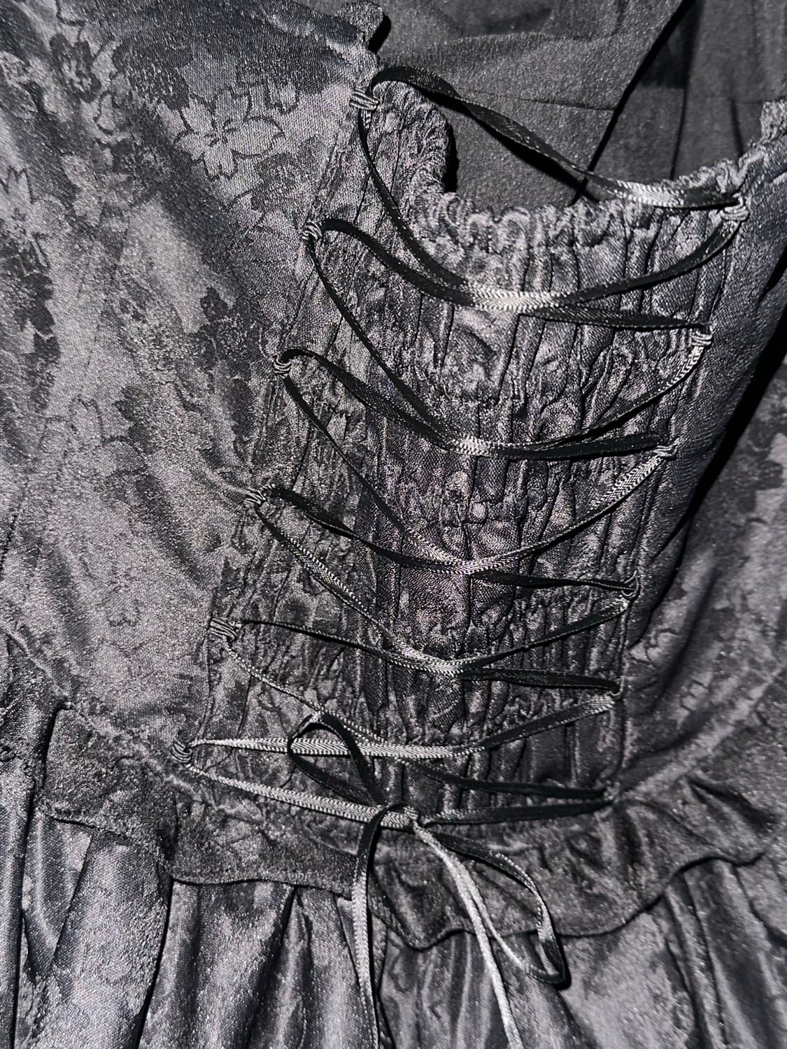 고스로리 벚꽃 프린팅 하트 프릴 캉캉 원피스 스커트 상품이미지3