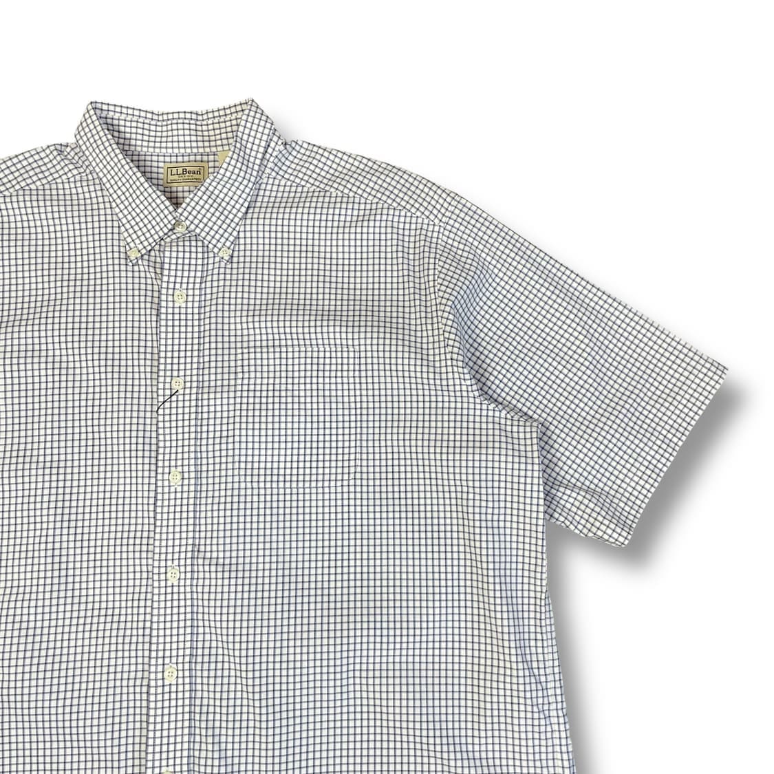 엘엘빈 빅사이즈 오버핏 블루 깅엄체크 원포켓 반팔 셔츠 XXL 상품이미지3