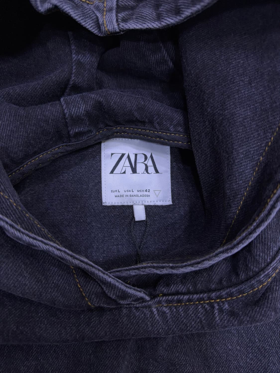 자라 데님 후드 스웻셔츠 맨투맨 워싱 블랙 후디 L 상품이미지10
