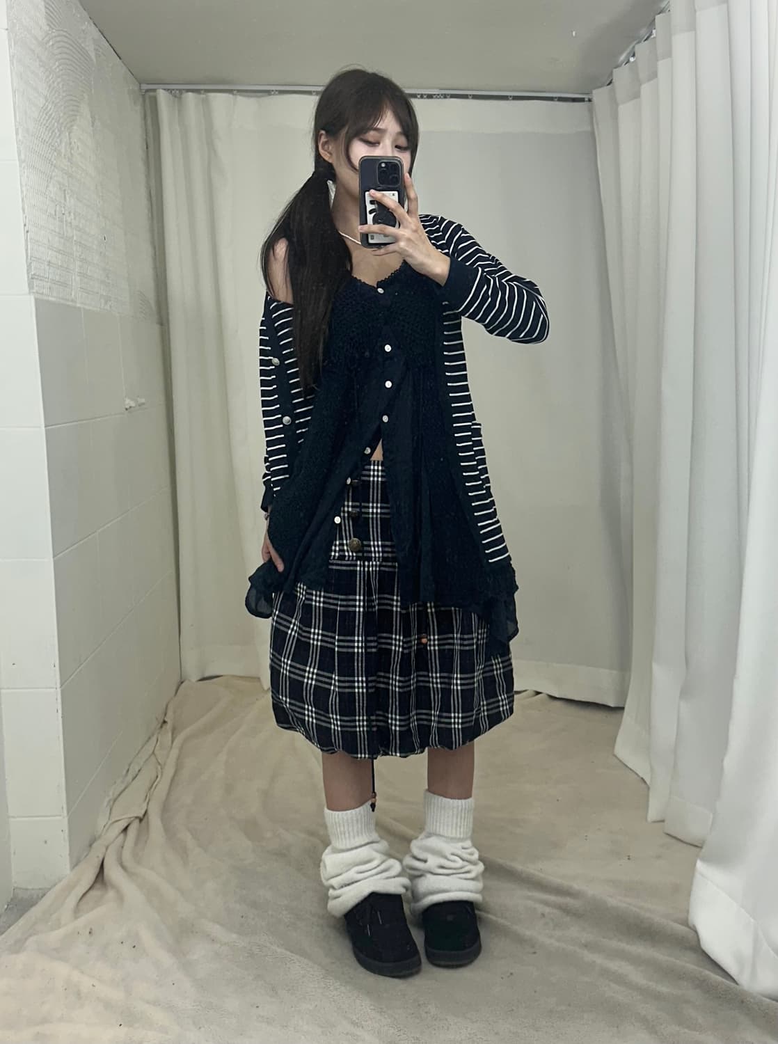 네이비 너드 니혼진 체크 펌킨 코디세트 상품이미지3