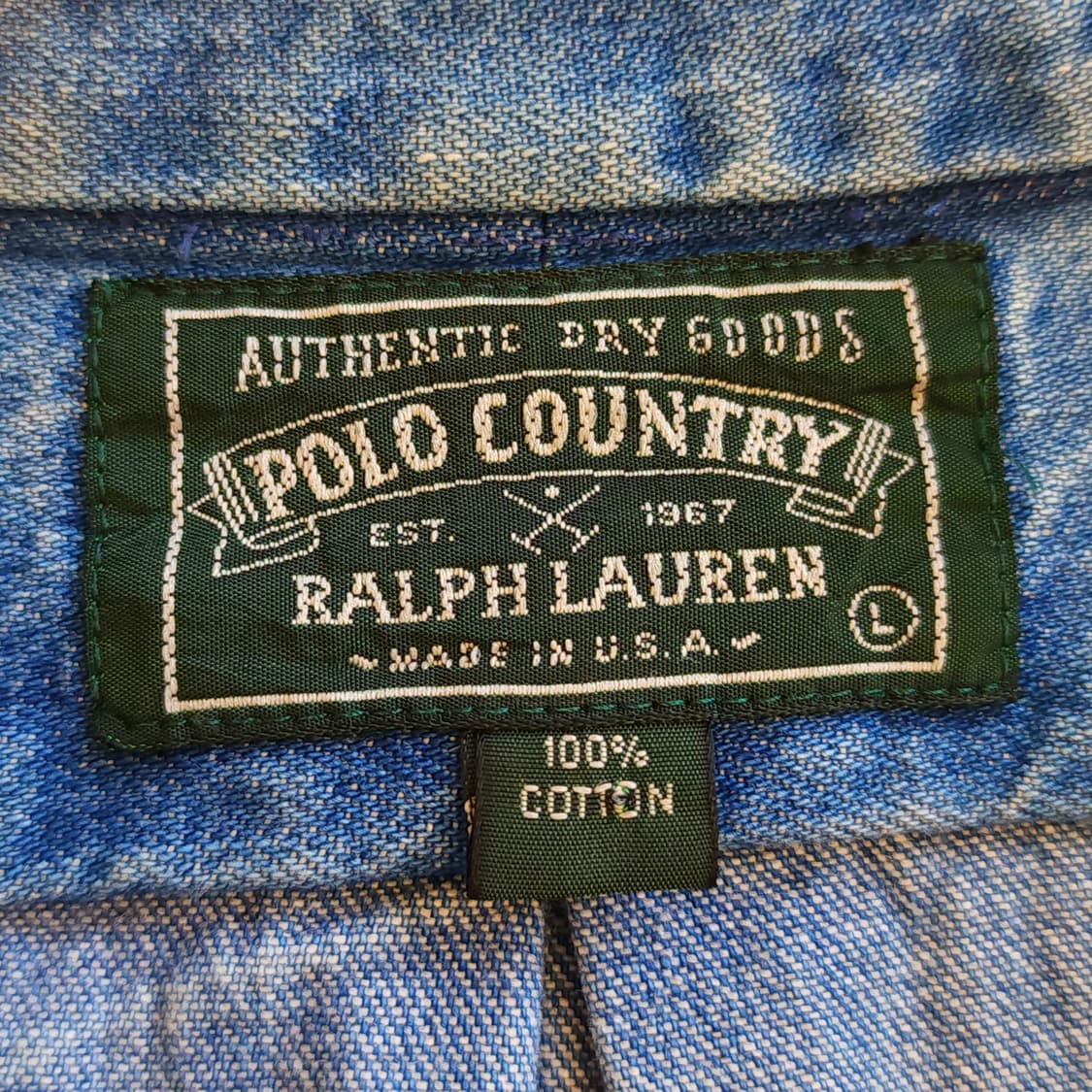 90s 폴로 컨트리 데님셔츠 헤비코튼 포니로고 L 상품이미지10