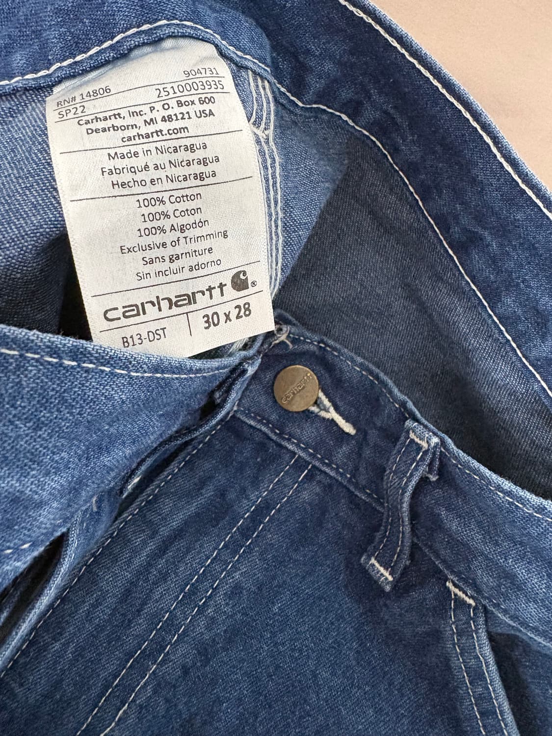 칼하트 US B13 워시드데님 루즈핏 청바지 30w28L 상품이미지1