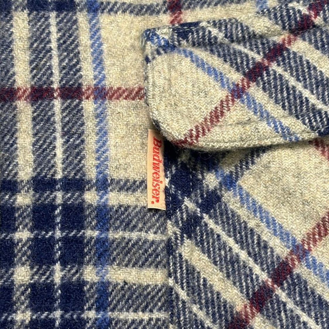 BUDWEISER 폴란넬 체크 셔츠 베이지 네이비 L 상품이미지2