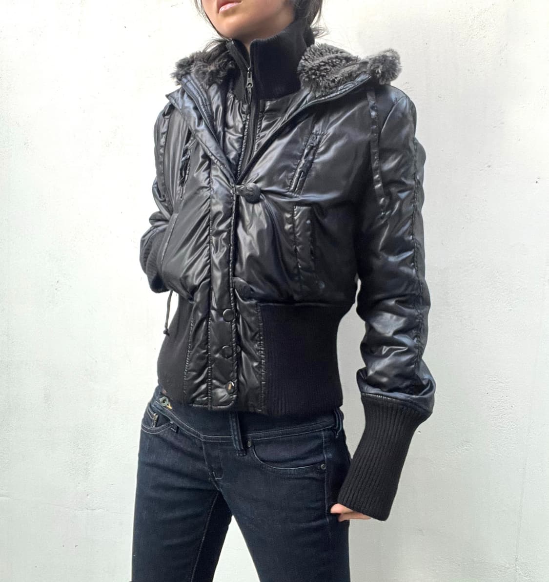 A/X 하이넥 퍼 후드 투웨이 패딩점퍼 상품이미지8