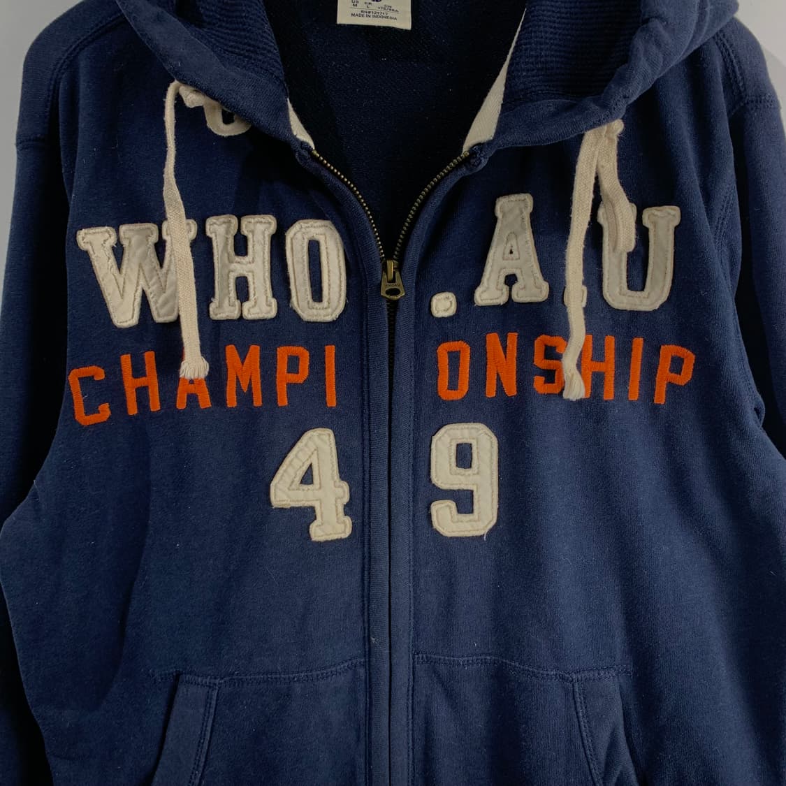 후아유 y2k 와투케 네이비 후드집업 상품이미지4