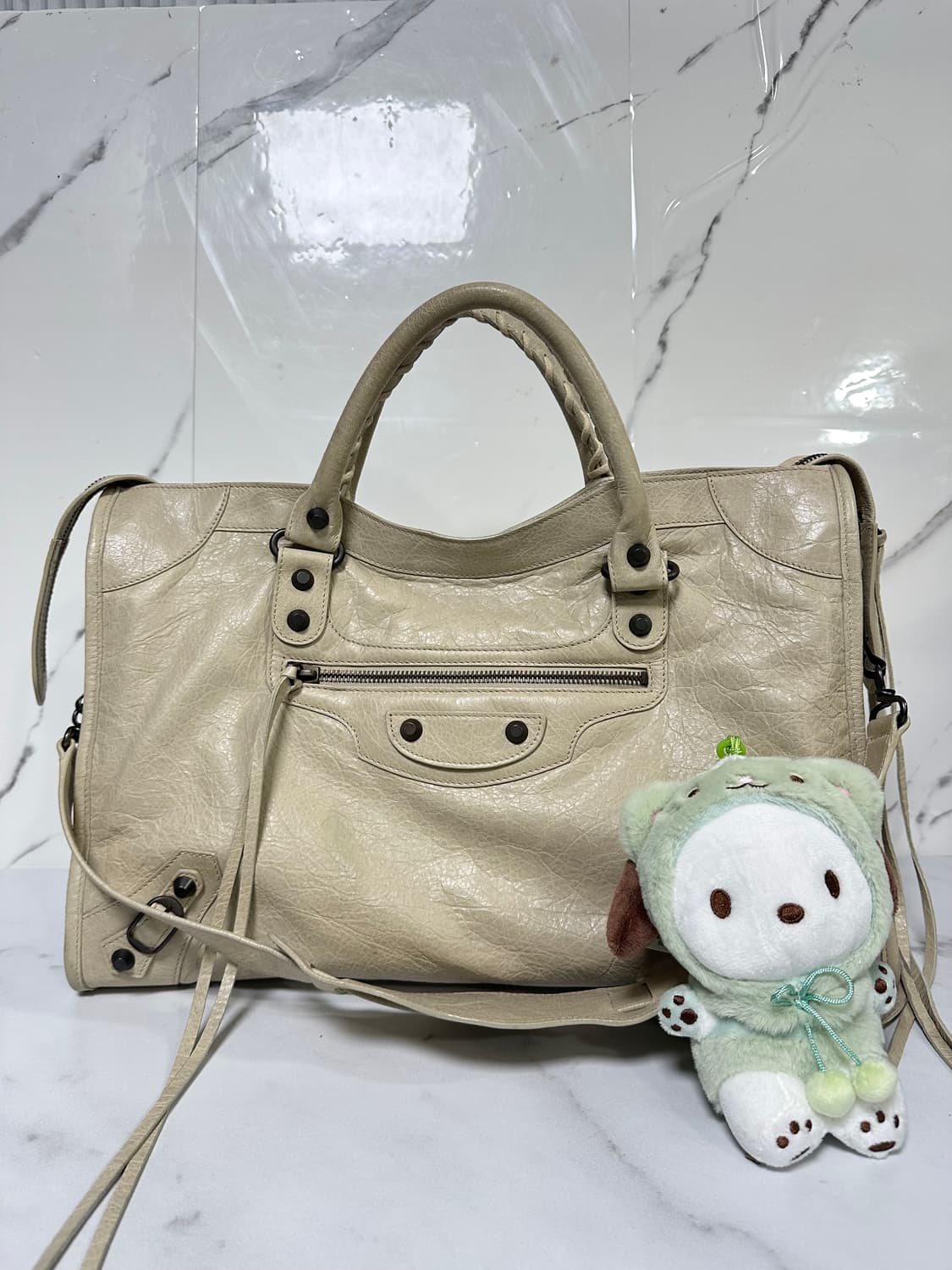 [A+ 정품] 발렌시아가 시티 모터백 미디움 아이보리 상품이미지5