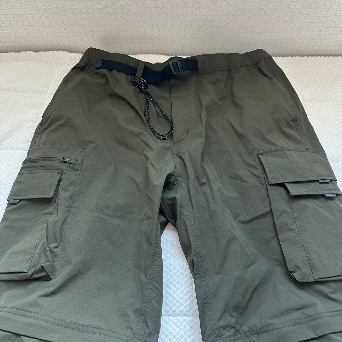 무탠다드 시티 레저 와이드 벨티드 디태처블 카고팬츠 (올리브그린) 상품이미지2