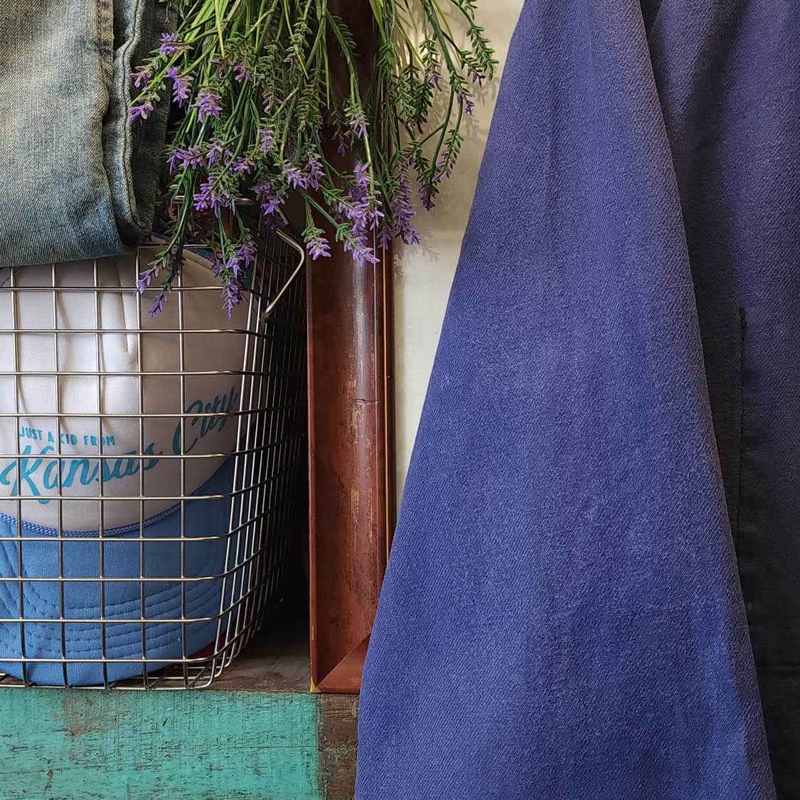 60s 프렌치 워크자켓 프렌치자켓 페이딩 퍼플 블루 52 상품이미지5