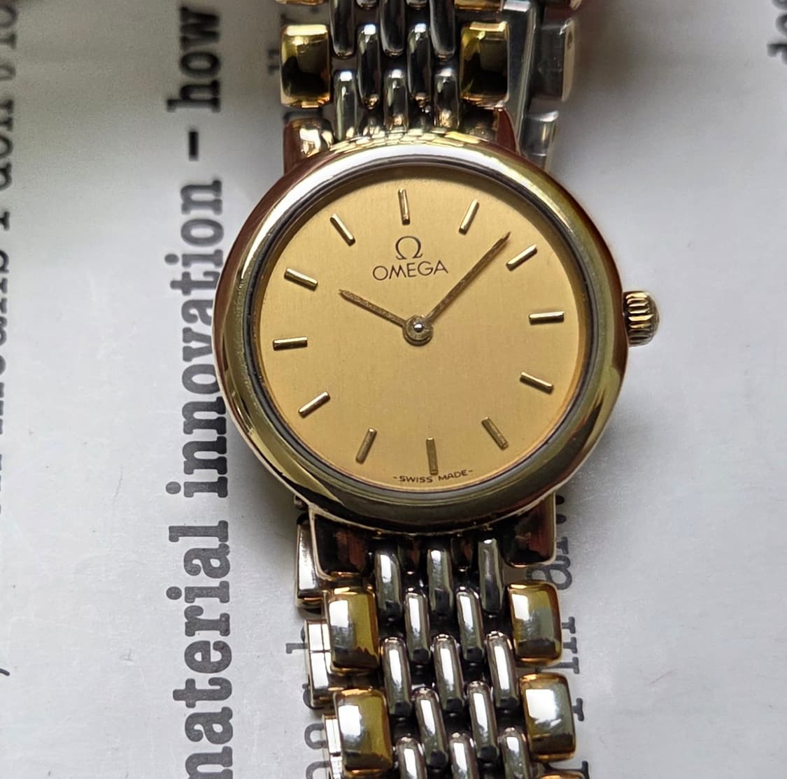 빈티지 오메가 드빌 동전쿼츠 샴골판 콤비 논데이트 쌀알브슬 여성용 상품이미지10