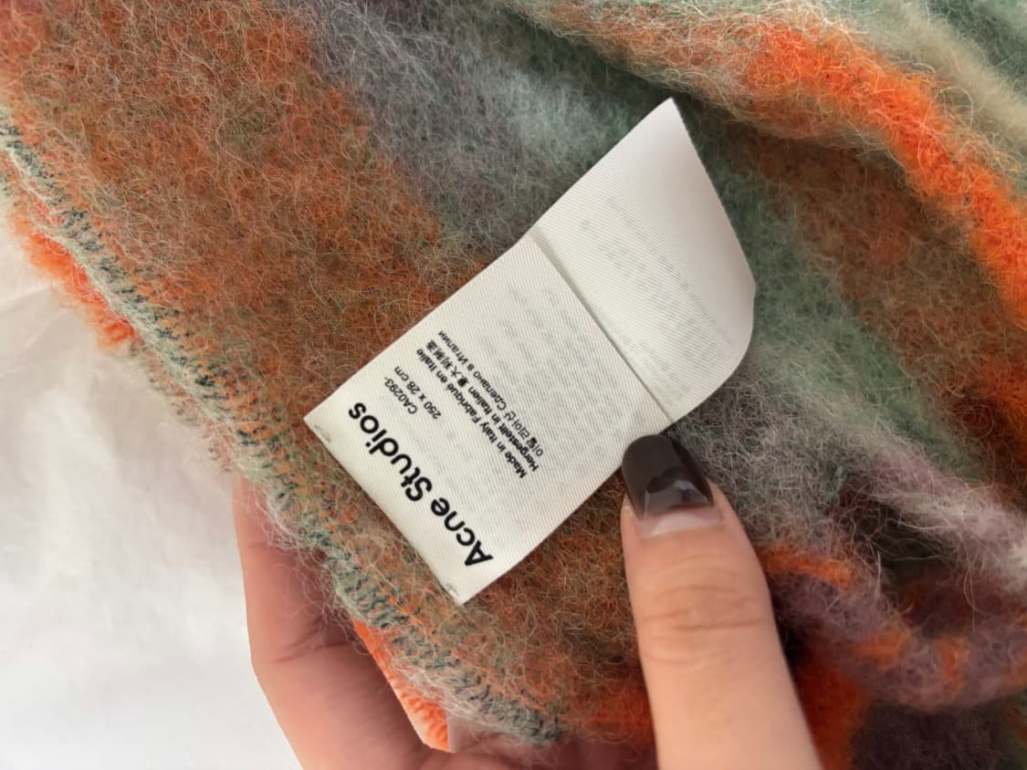 아크네 스튜디오 체크 머플러 그린/오렌지 상품이미지4