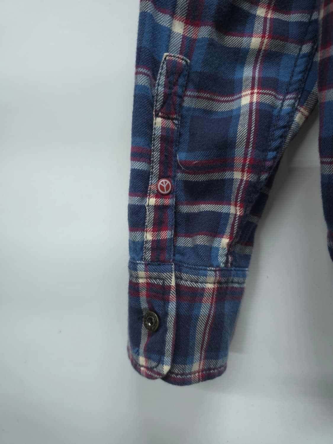 힐피거 데님 남성 블루 레드 체크 플란넬 셔츠 상품이미지10