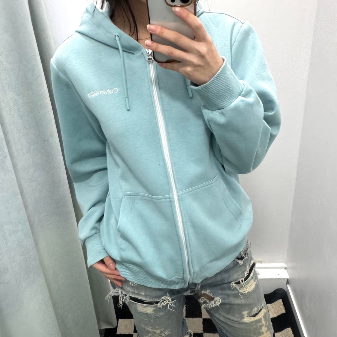 캘빈클라인 하늘색 후드집업 상품이미지2