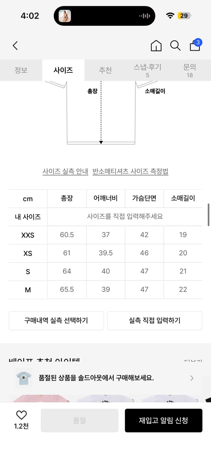 베이프 콜리지 티셔츠 여성반팔 스카이블루 품절상품 상품이미지2