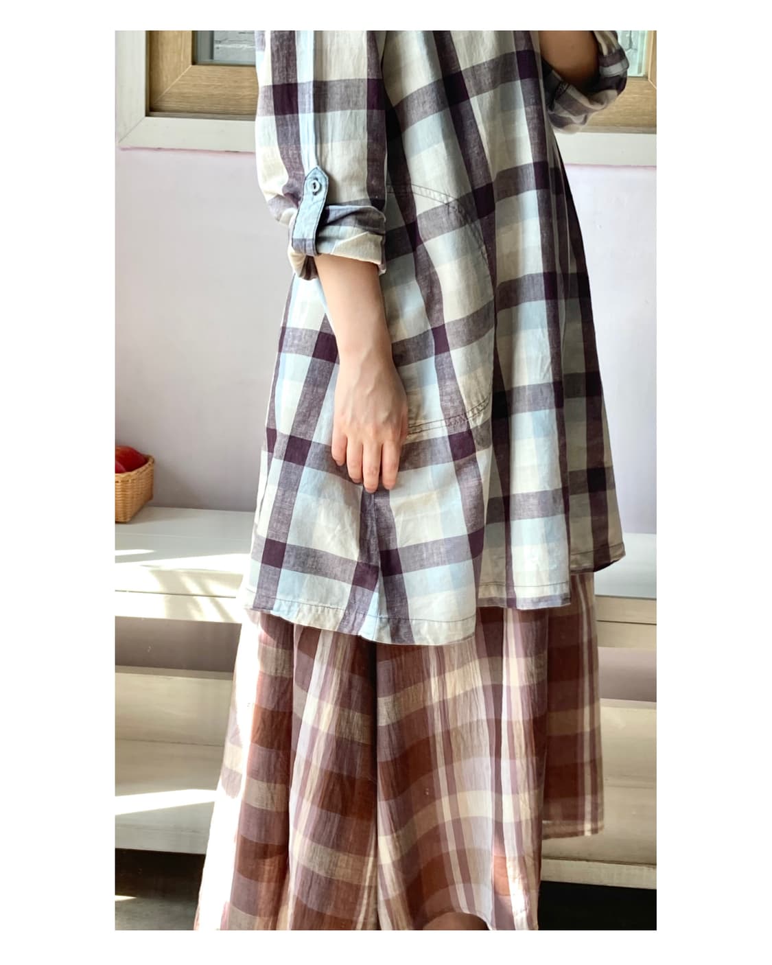 빈티지 하늘체크 원피스 상품이미지2
