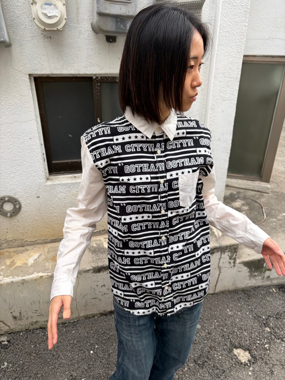 BROWNY 고담 시티 그래픽 레이어드 셔츠 L 상품이미지2