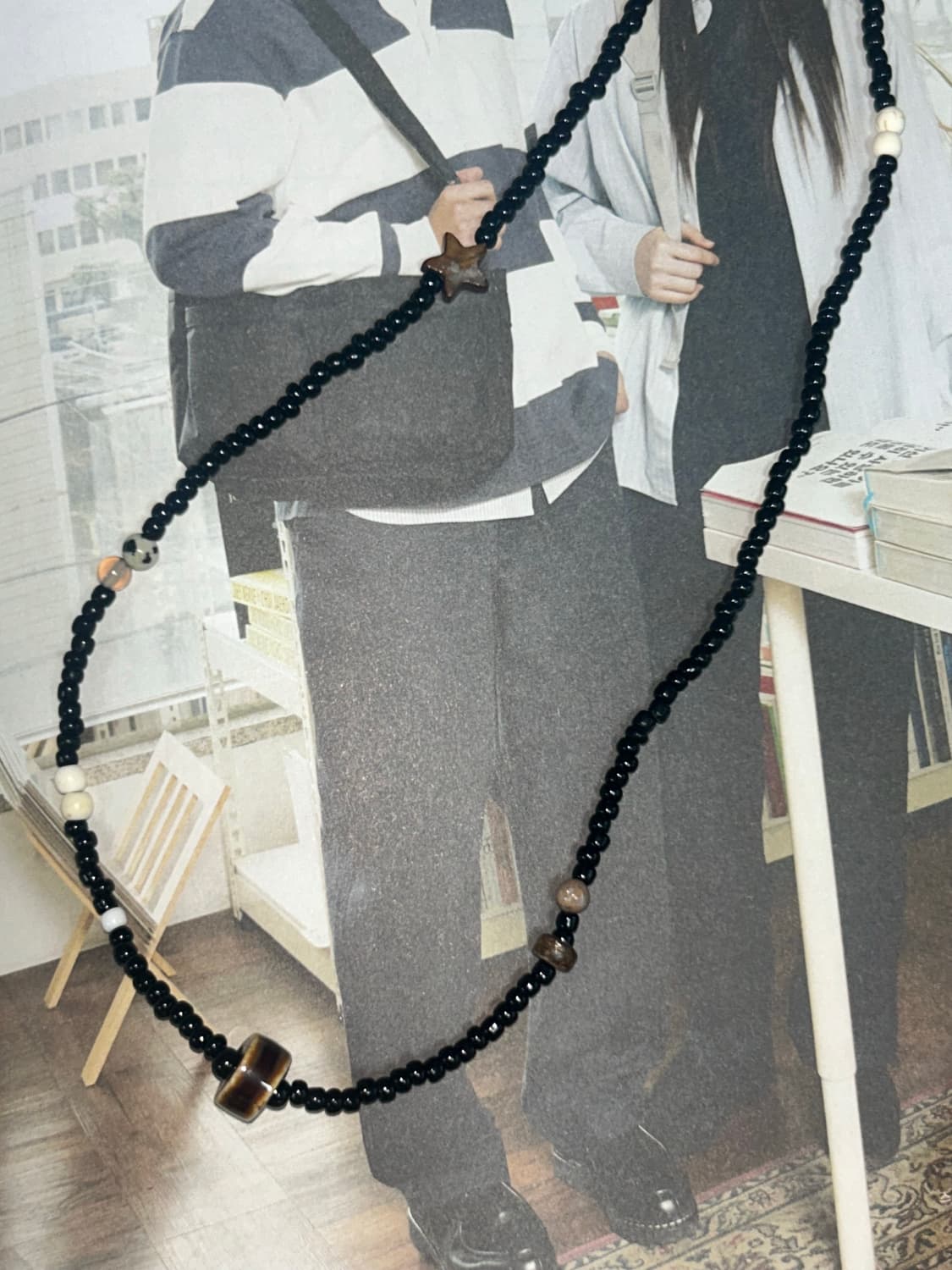 빈티지 비즈 브라운 목걸이 / brown point necklace 상품이미지1