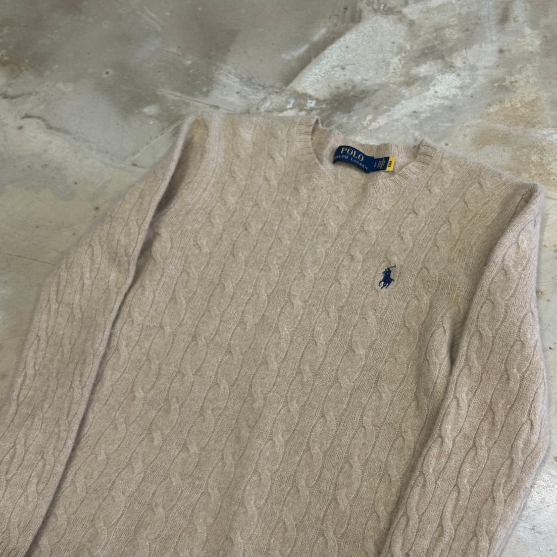 S 폴로랄프로렌 베이지 케이블 울 니트 스웨터 0425 가격 = 7  상품이미지1