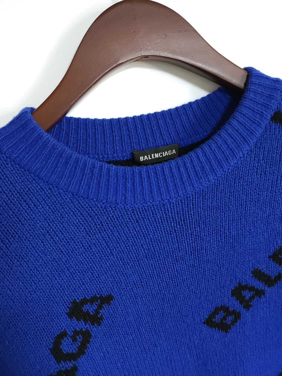 XS 발렌시아가 코발트블루 멀티로고 울 니트 555486 T1473 상품이미지2