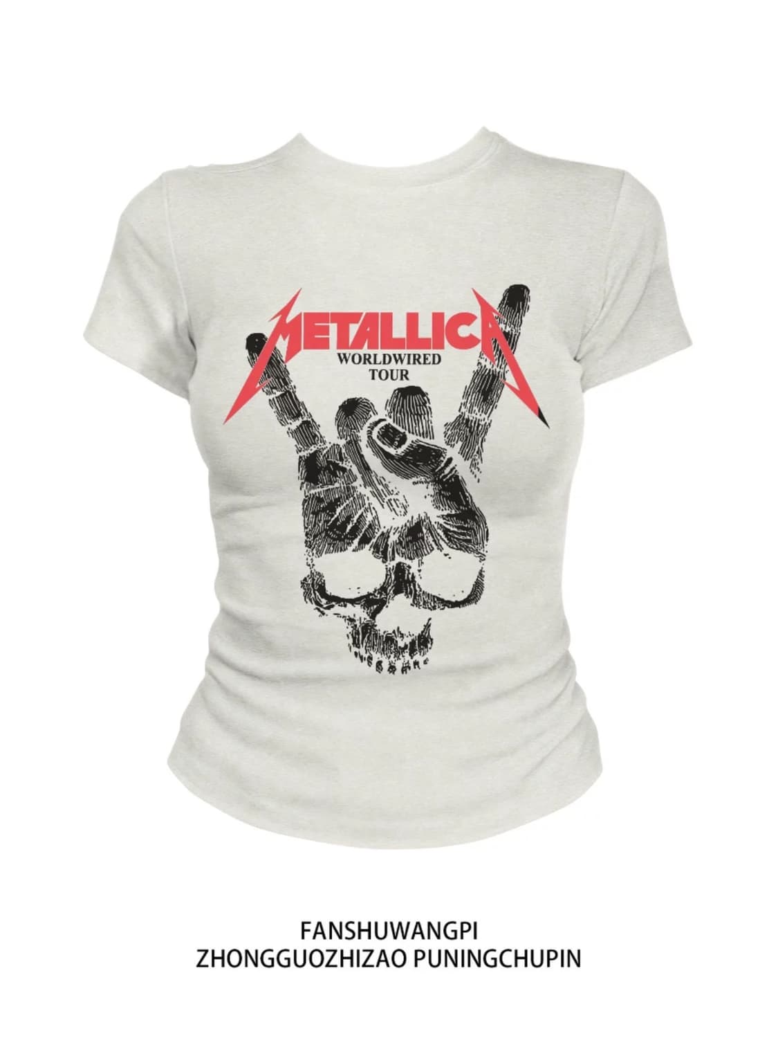 메탈 스컬 락 프린팅 슬림핏 반팔 티셔츠 상품이미지1