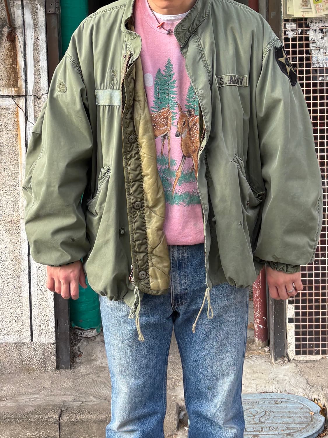 RH-05 90s 저지스 핑크 워싱, 데미지 커스텀 빈티지 스웻셔츠 상품이미지9