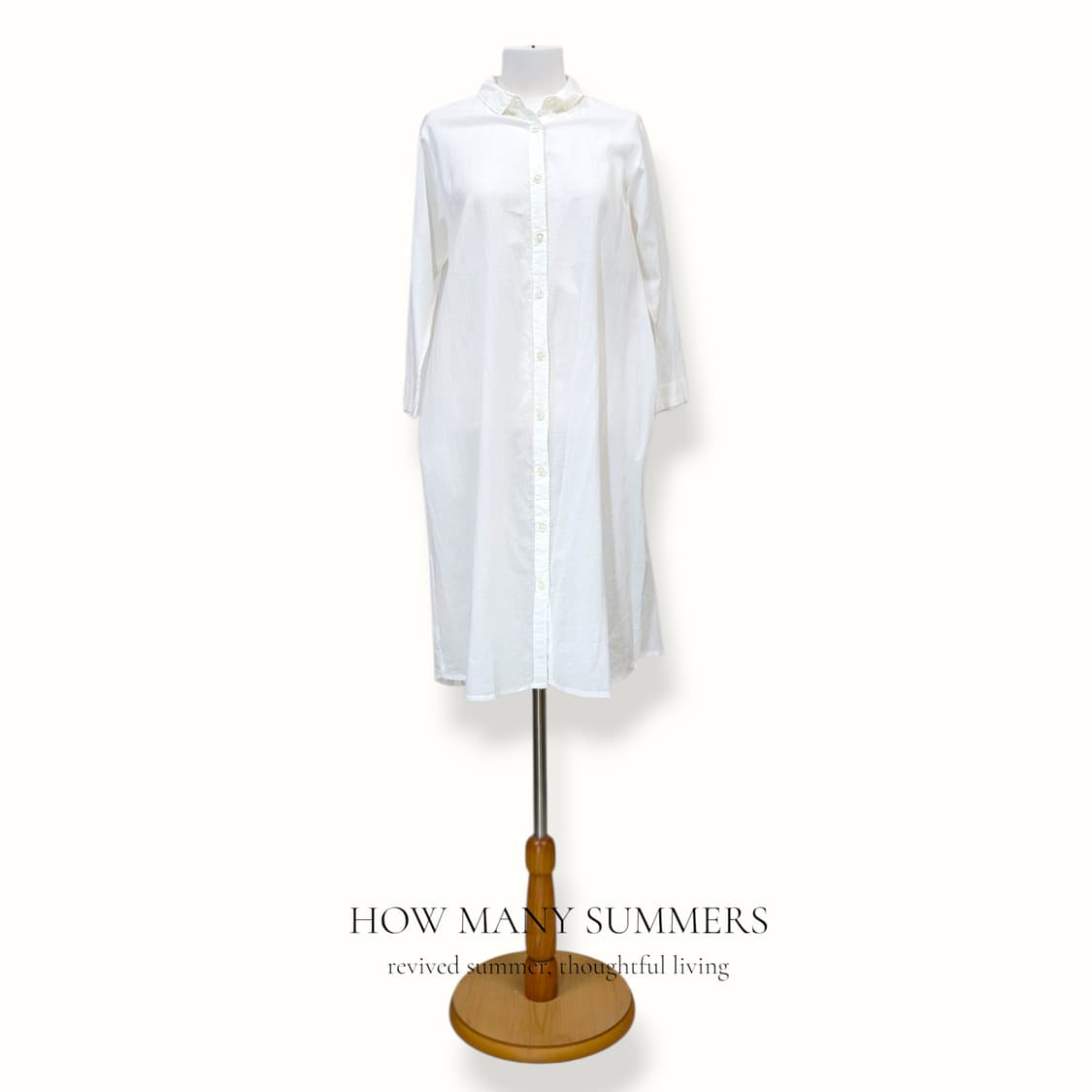 코티코티 화이트 거즈면 셔츠 롱 원피스 M 카라 셔링 7부 상품이미지1