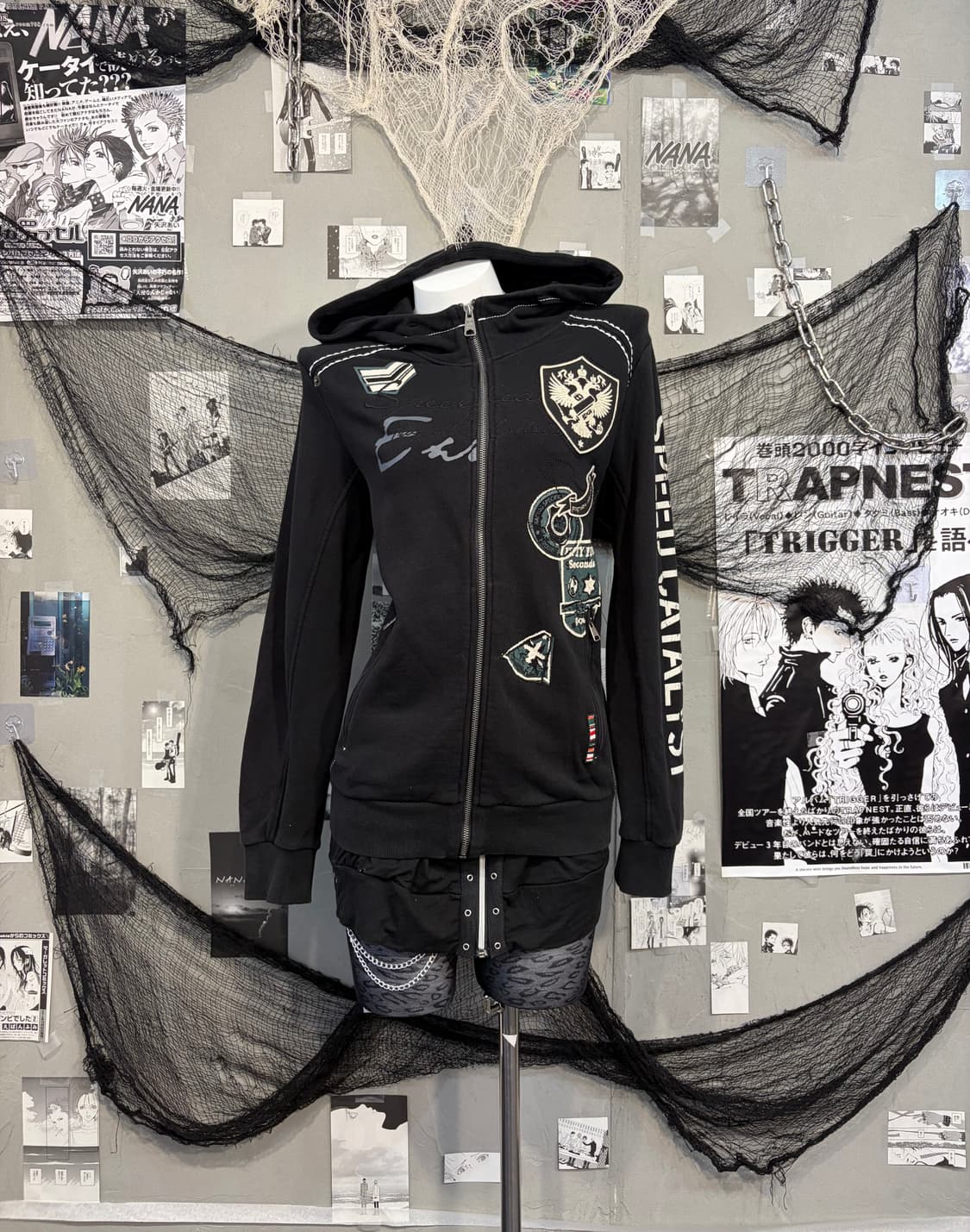 EXR Y2K patch stitch hoodie zip up 상품이미지4