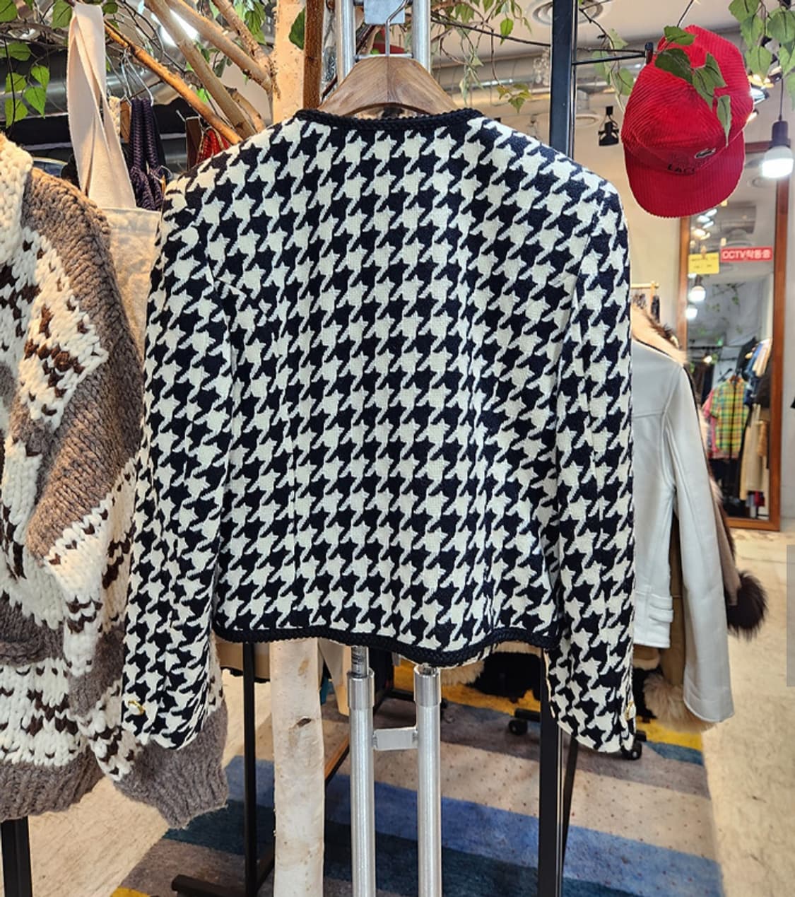 LOBJIE 트위드 체크 진주 버튼 자켓 상품이미지7