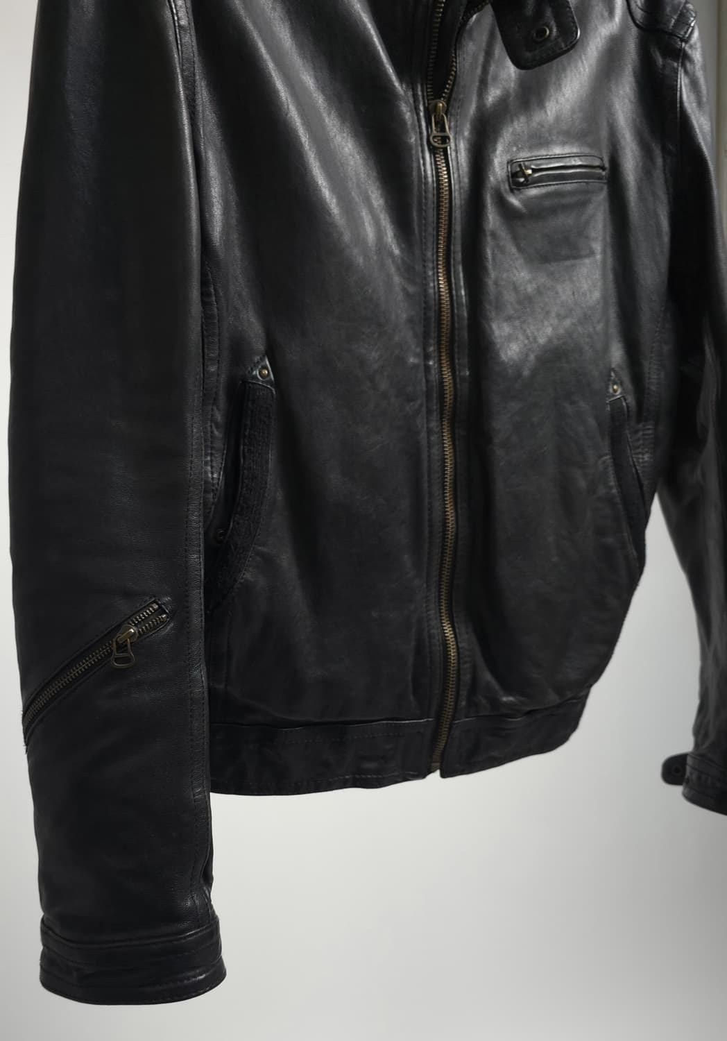 휴고보스 정품 남성 블랙 양가죽 싱글 라이더 가죽 자켓 레더자켓 105  상품이미지5